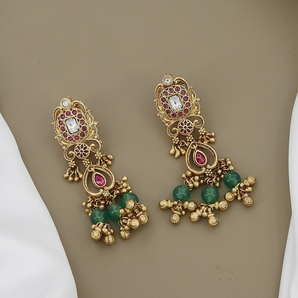 Antique Ruby and Emerald Long Necklace Set in