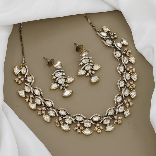 Victorian Polished  Traditional Jadau & Polki Jewelry Set for Festivities