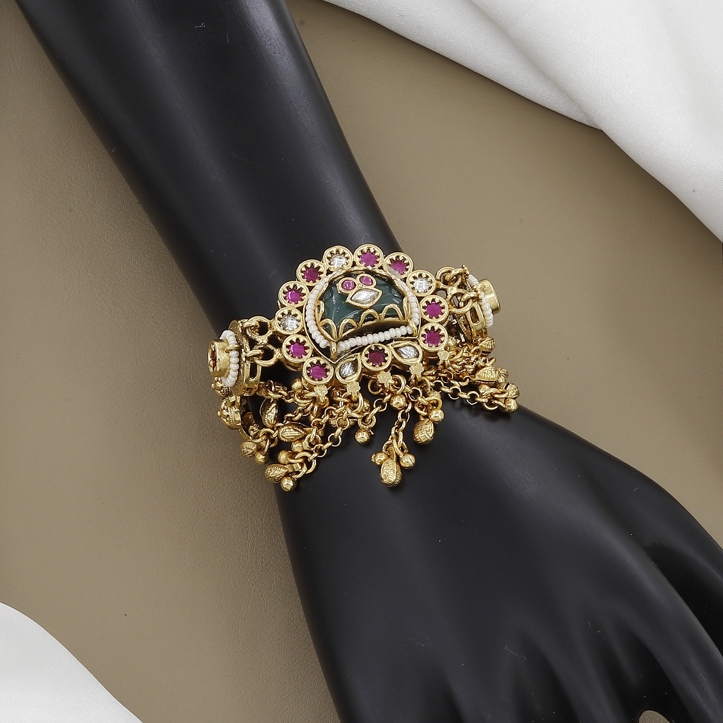 Gold Tone Bracelet with Central Gemstone