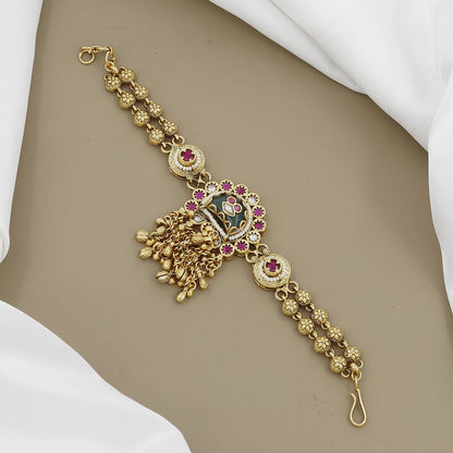 Gold Tone Bracelet with Central Gemstone