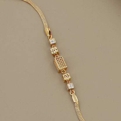 Golden Lattice Cube Western Bracelet