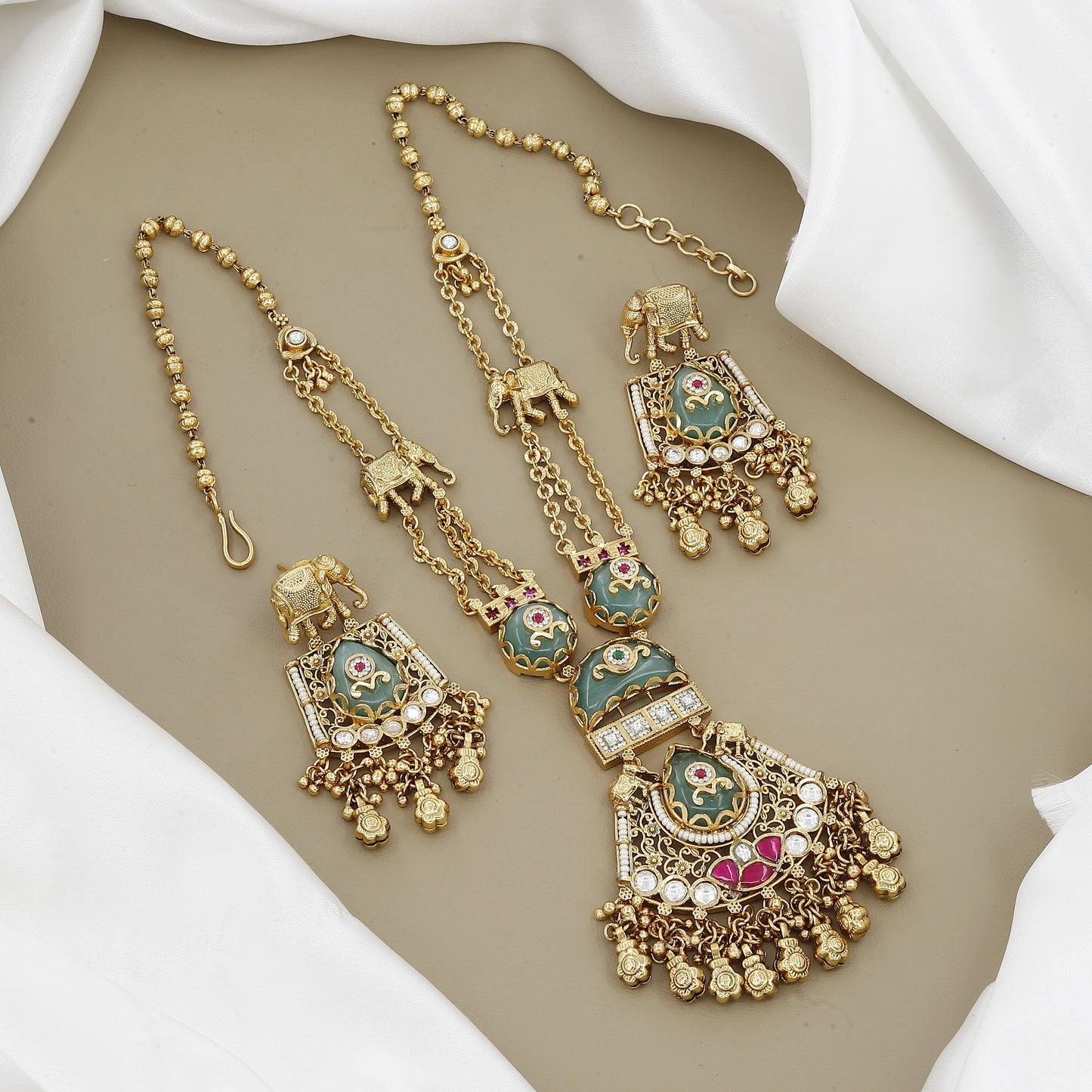 Multi-Strand Pearl  Heritage Wedding Necklace Set