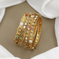 Traditional Kangan Set: Polki-Style & Ruby Antique Bangles