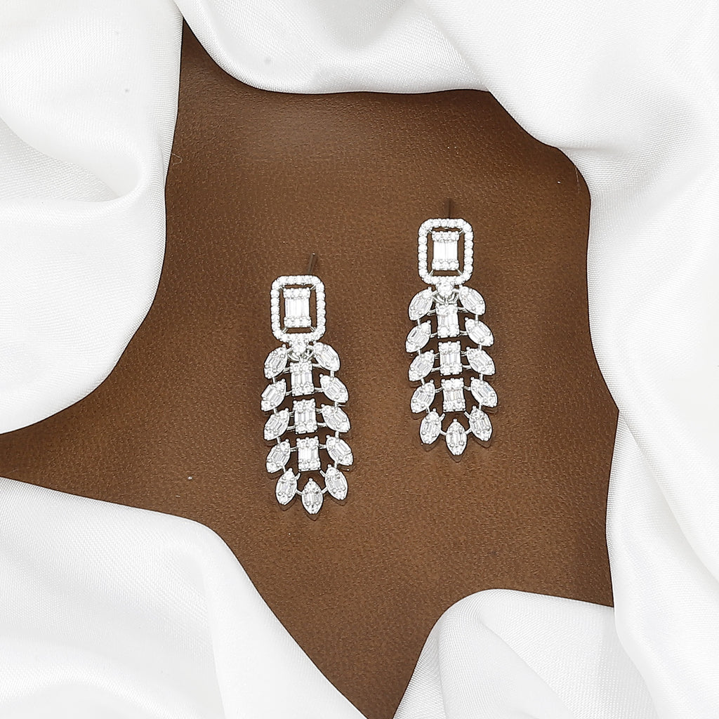 Marquise & Baguette Cut CZ Leaf Design Necklace Set