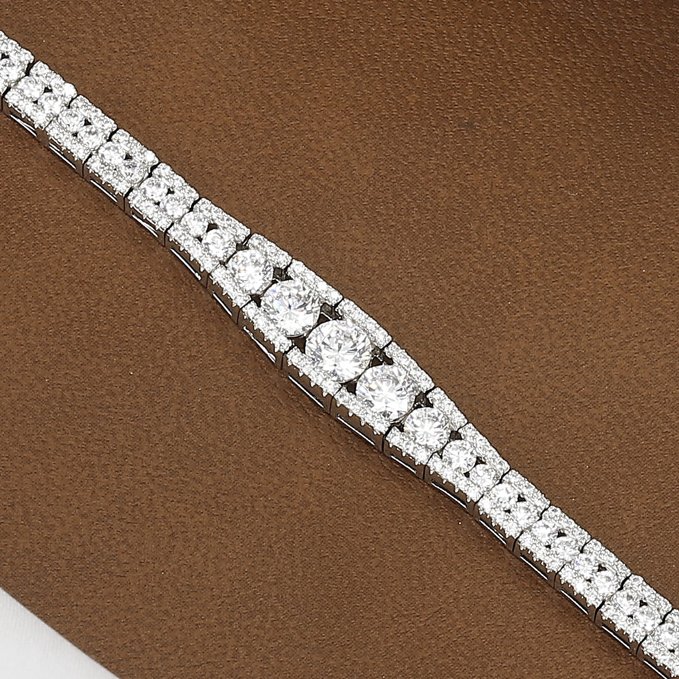 Round Brilliant Cut Wide Line Diamond Bracelet