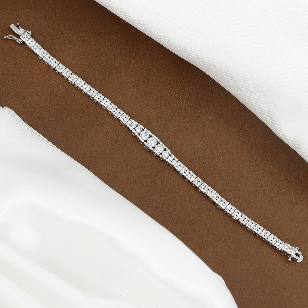 Round Brilliant Cut Wide Line Diamond Bracelet