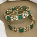 Kundan Mehndi Polish Patla Set with Emerald & Uncut Diamonds