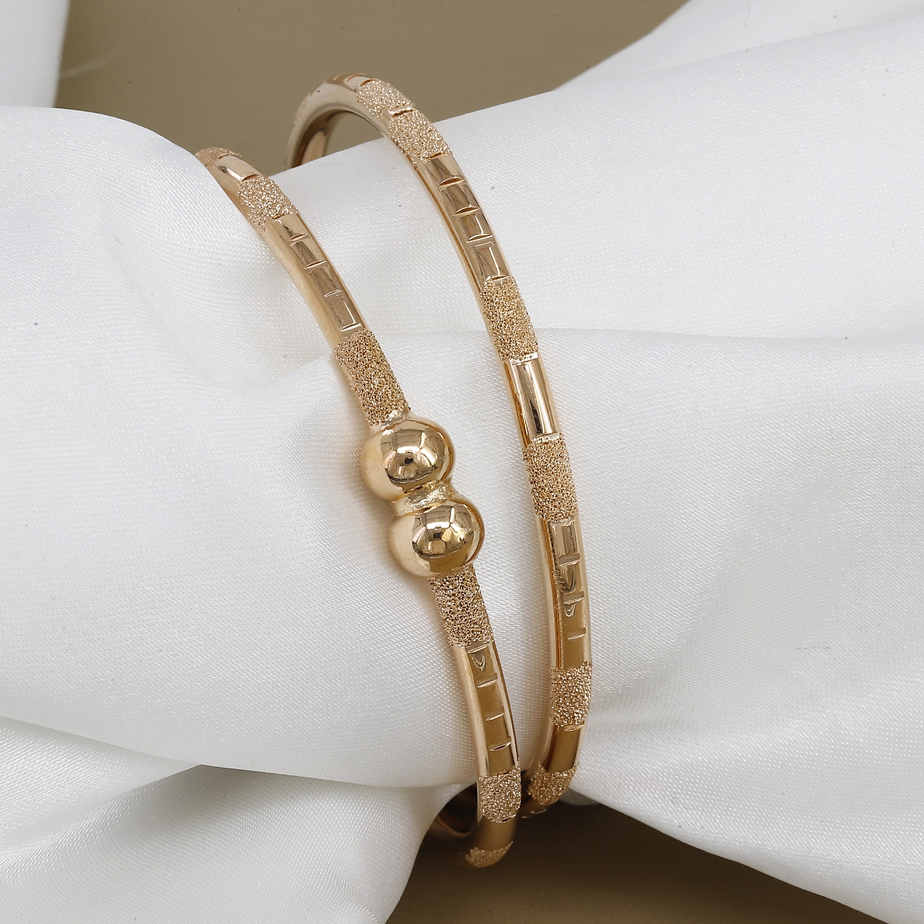 Rose Gold Toned Indian Set Of 2 Bangles For Office & Home