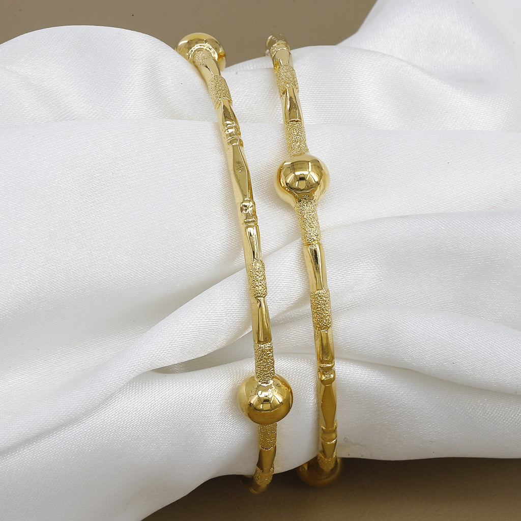 Simple Gold-Tone Set Of 2 Bangles for Daily & Office Wear