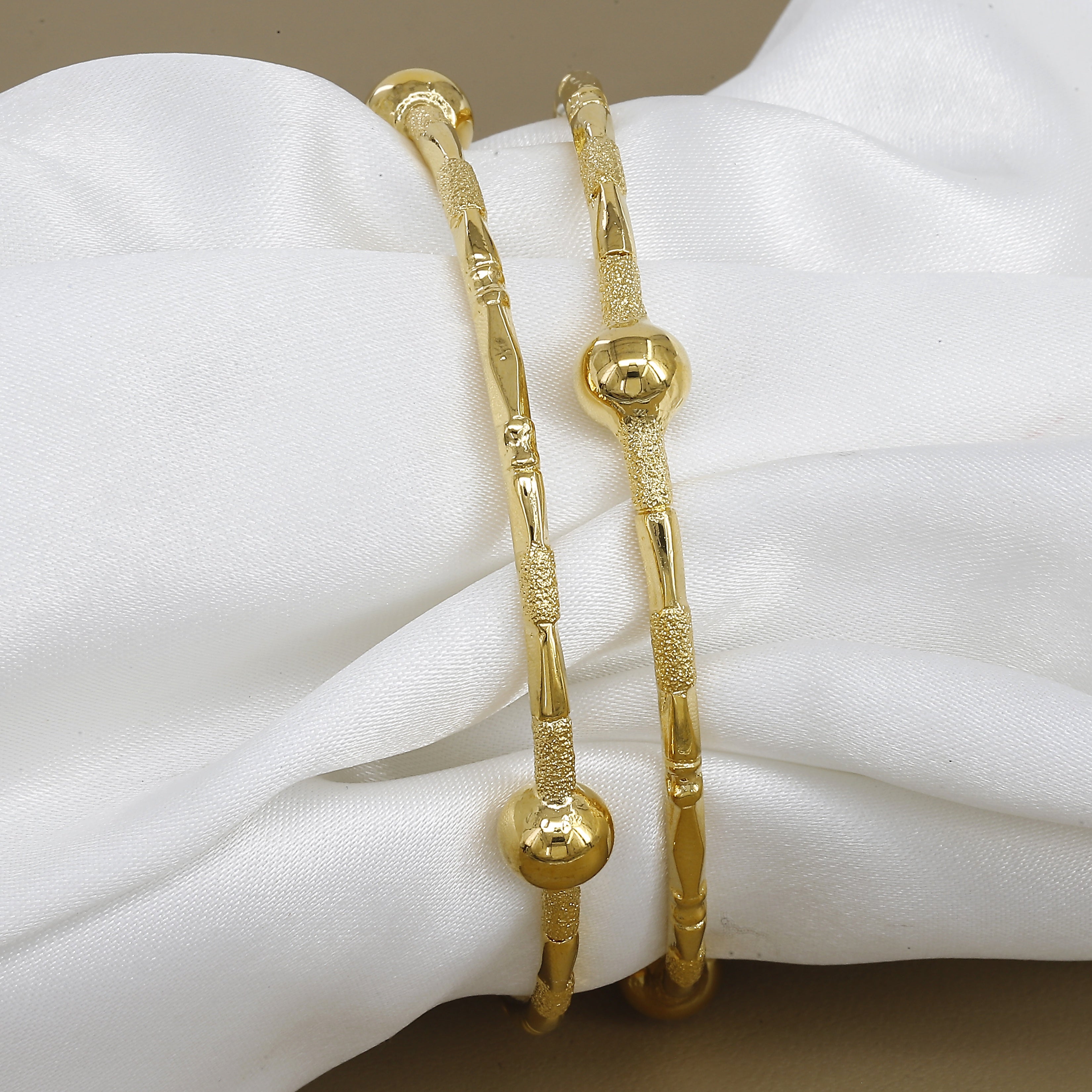 Simple Gold-Tone Set Of 2 Bangles for Daily & Office Wear