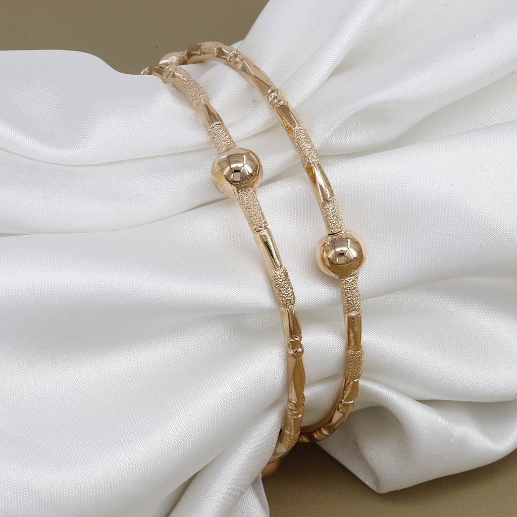 Simple Rose-Tone Set Of 2 Bangles for Daily & Office Wear