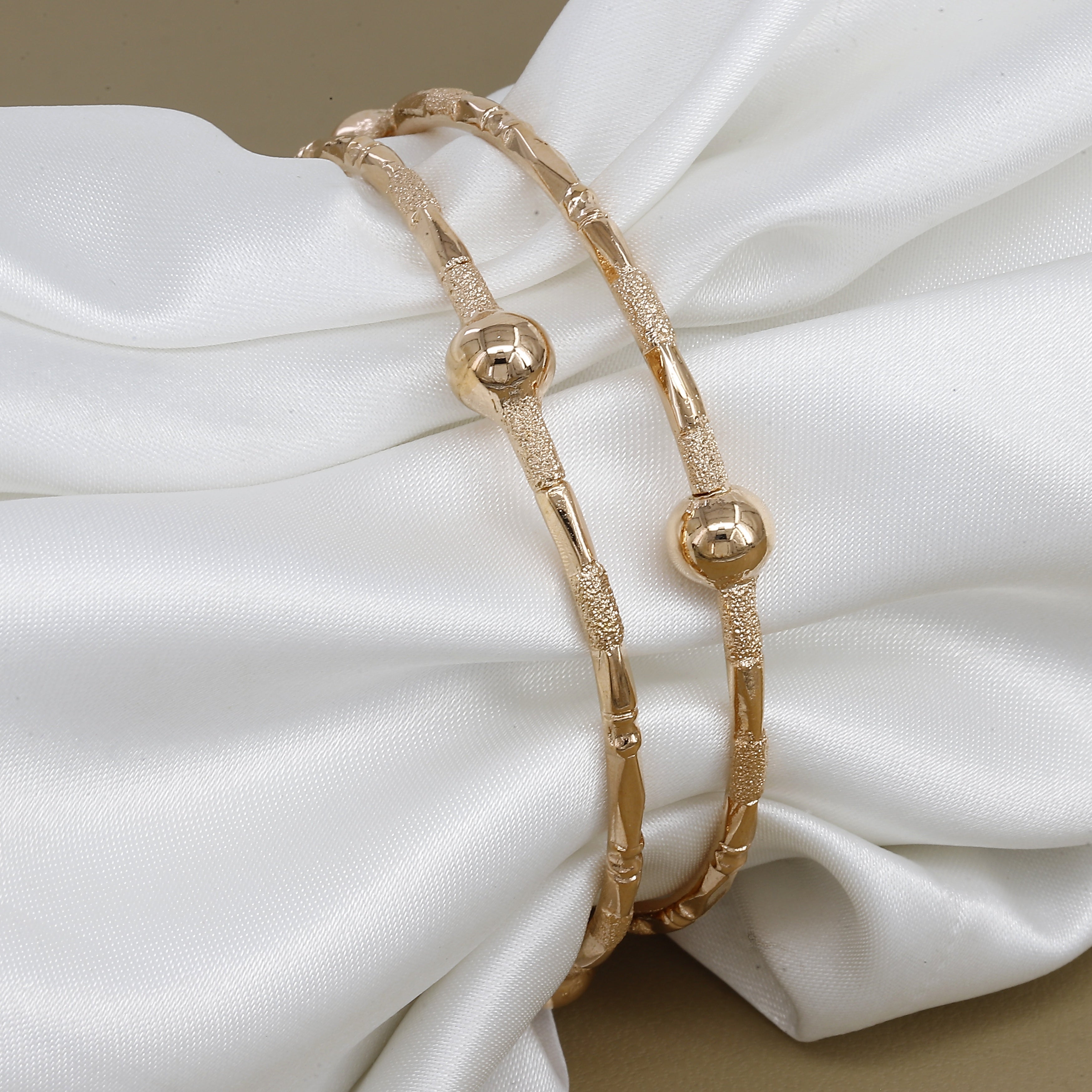 Simple Rose-Tone Set Of 2 Bangles for Daily & Office Wear