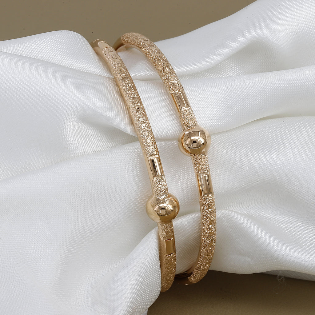 Modern Designer Rose Gold Toned Set Of 2 Bangles