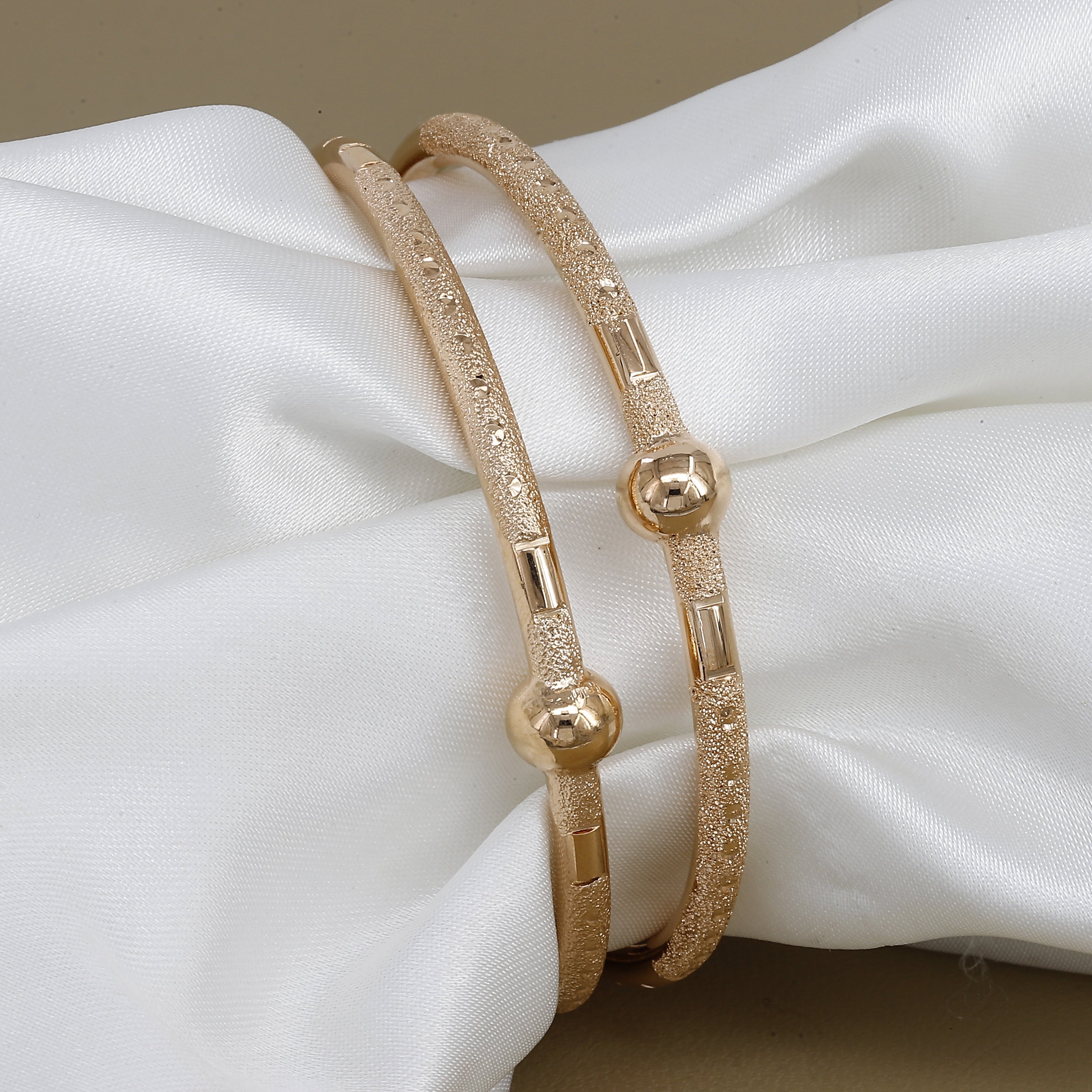 Modern Designer Rose Gold Toned Set Of 2 Bangles