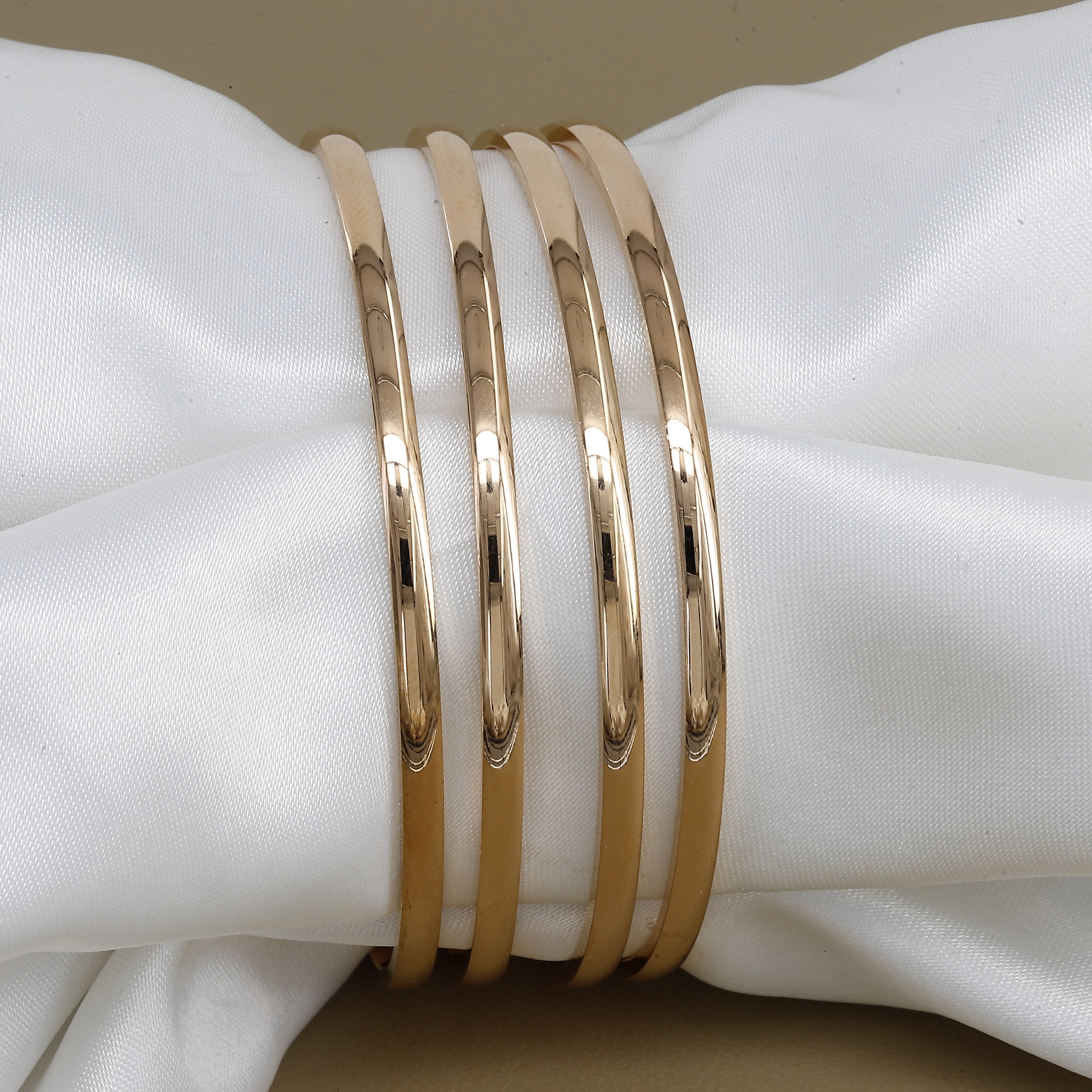 Simple No Design Set Of 4 Rose Tone Bangles Set for Daily Wear