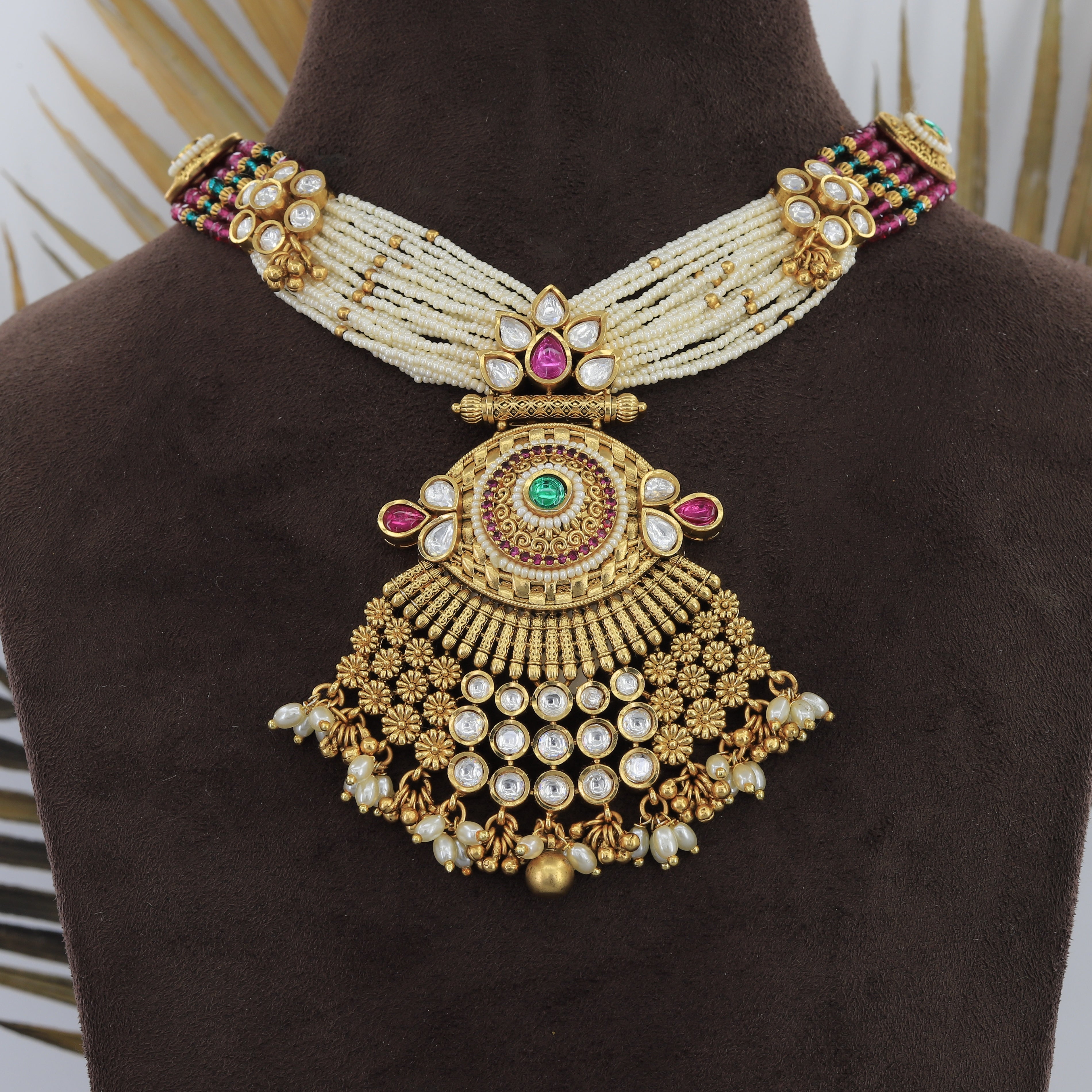 Bandhay Antique Moti Set Includes Earrings