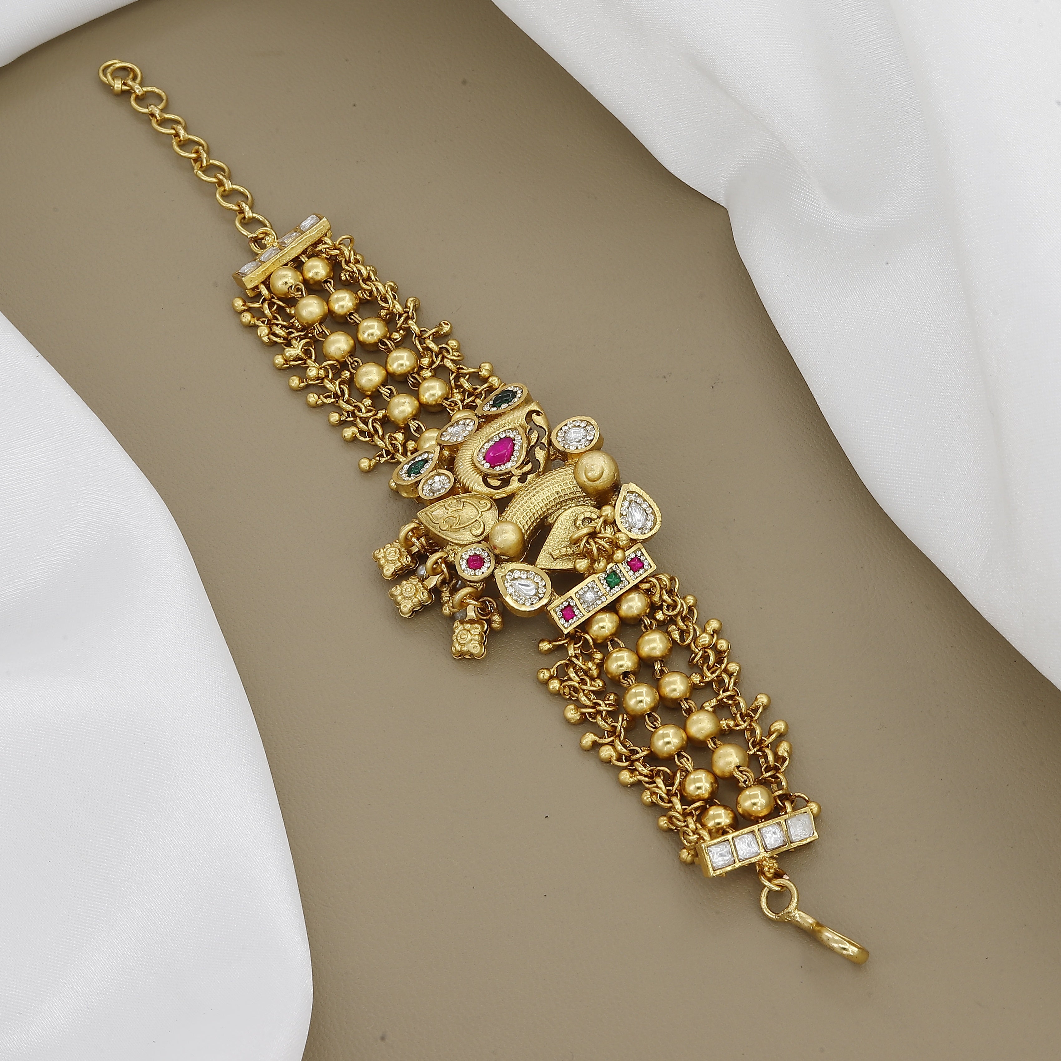 Symmetrical Meenakari Link Heritage Bracelet