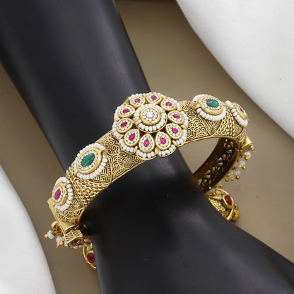 Elegant Heritage Antique Bangle Kada With Kundans