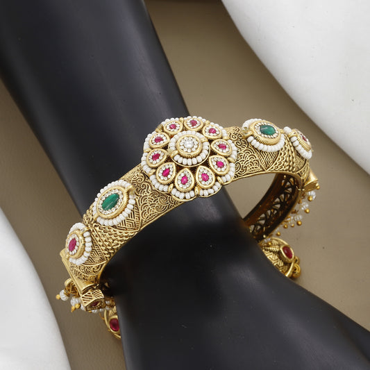 Elegant Heritage Antique Bangle Kada With Kundans