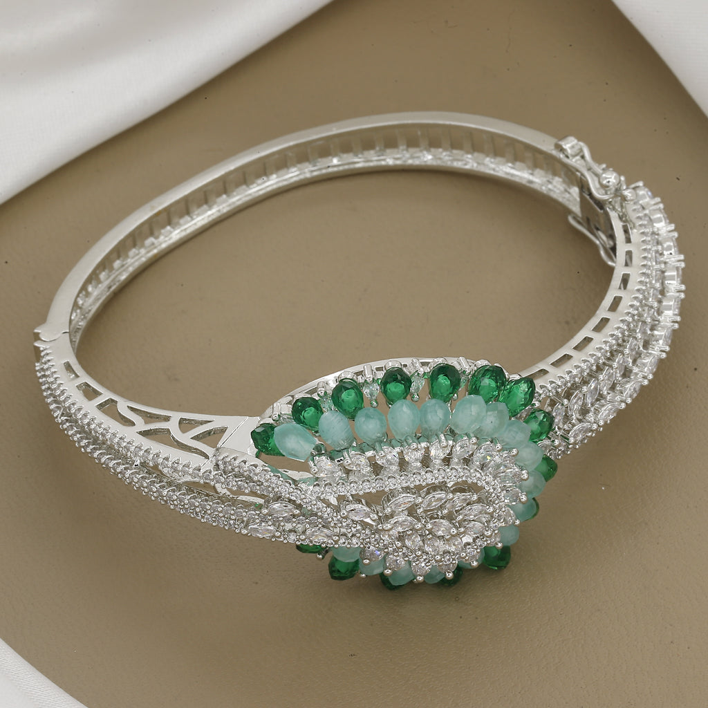 Designer Purple Gemstones Diamond Kada With Colors