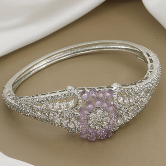 Elegant Stone Floral Design Elegant Diamond Kada With Colors