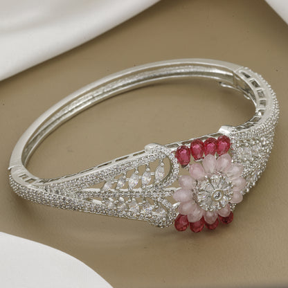 Elegant Stone Floral Design Elegant Diamond Kada With Colors
