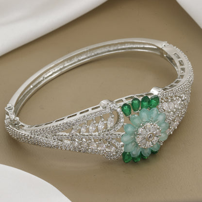 Elegant Stone Floral Design Elegant Diamond Kada With Colors