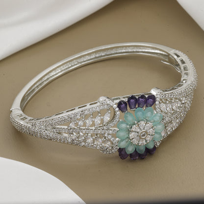 Elegant Stone Floral Design Elegant Diamond Kada With Colors