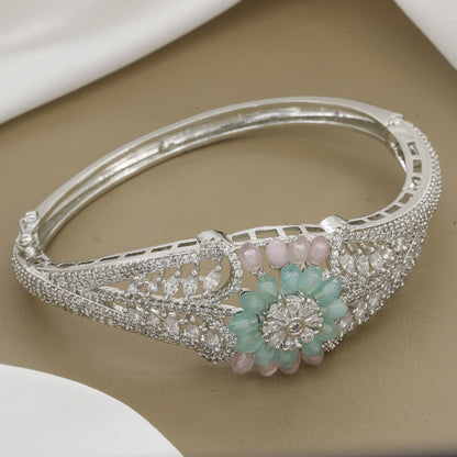 Elegant Stone Floral Design Elegant Diamond Kada With Colors