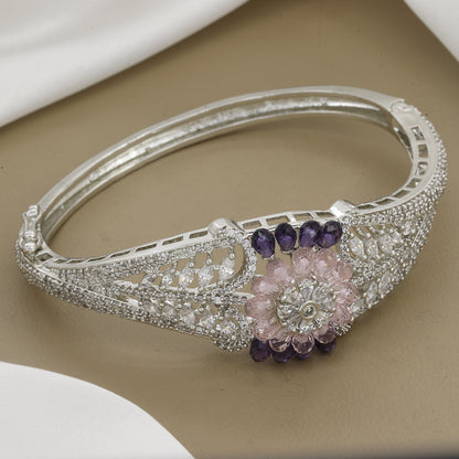 Elegant Stone Floral Design Elegant Diamond Kada With Colors