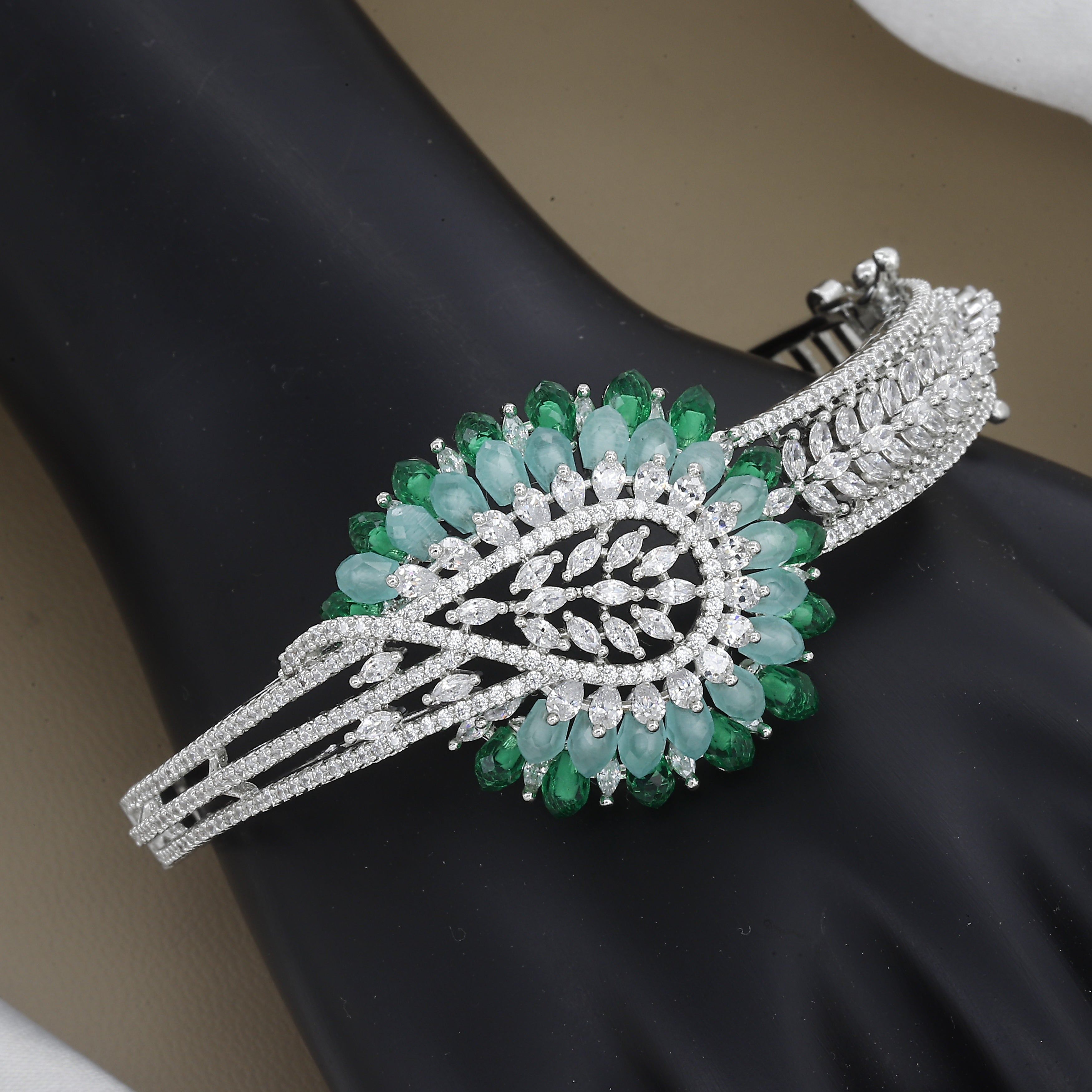 Designer Purple Gemstones Diamond Kada With Colors