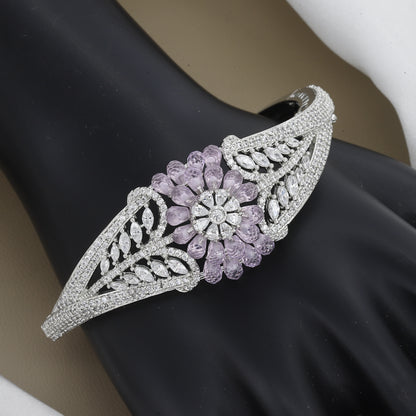 Elegant Stone Floral Design Elegant Diamond Kada With Colors