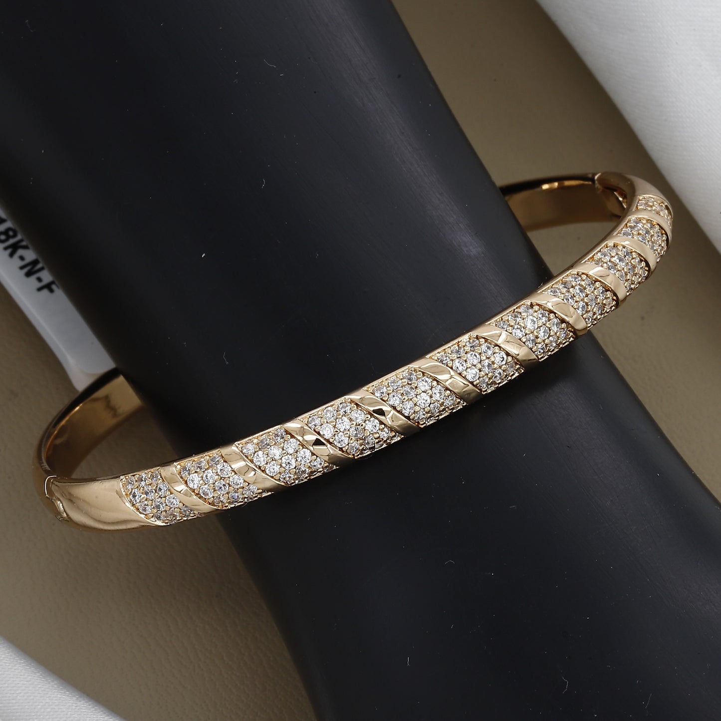 18k Gold-Tone Spiral Pave CZ Statement Diamond Kada