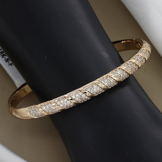 18k Gold-Tone Spiral Pave CZ Statement Diamond Kada