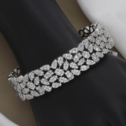 Dazzling Multi-Cut CZ Cluster Statement Diamond Bangle Kada