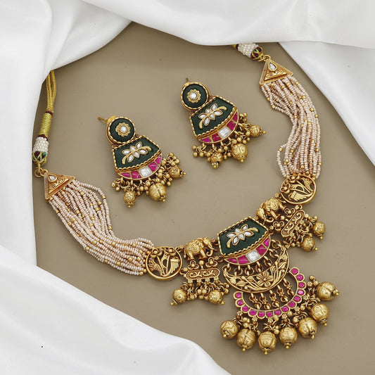Heritage Multi-Strand Pearl & Enamel Necklace Set