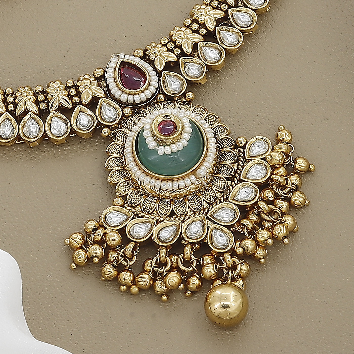 Matte Gold Heavy Necklace Set for Wedding Wear