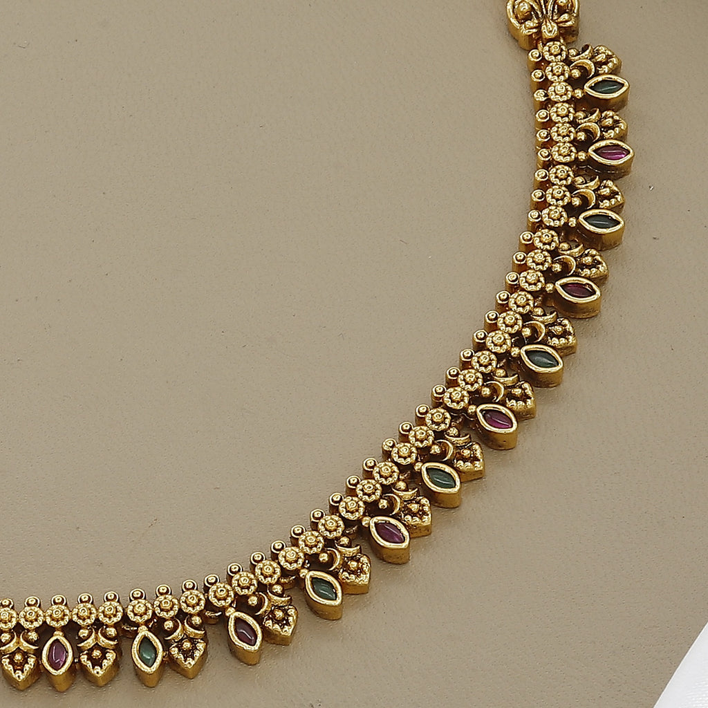 Ethnic South Indian Antique Finish Necklace & Jhumka Set