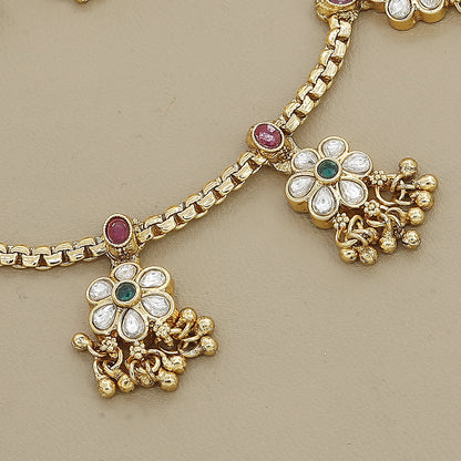 Traditional Indian Gold-Tone Necklace & Earring Jewelry Set