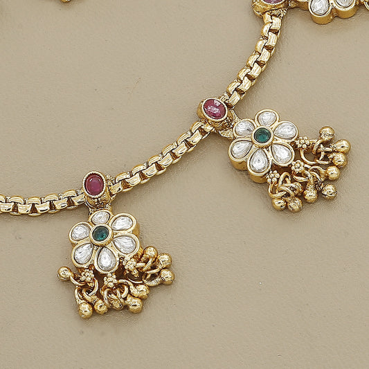 Traditional Indian Gold-Tone Necklace & Earring Jewelry Set