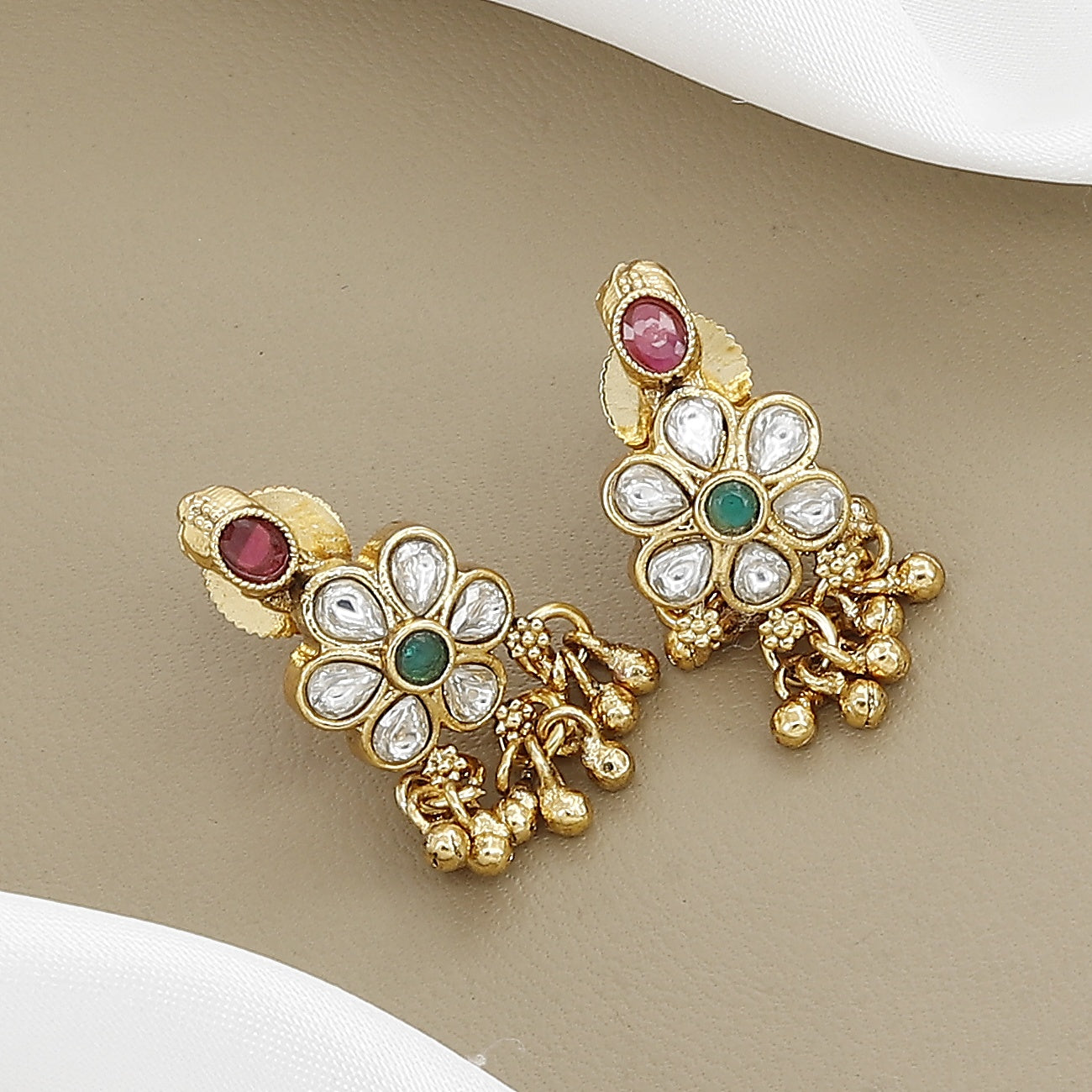 Traditional Indian Gold-Tone Necklace & Earring Jewelry Set