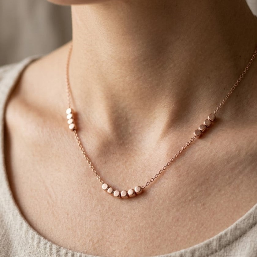 Everyday Minimalist Rose Gold Beaded Necklace