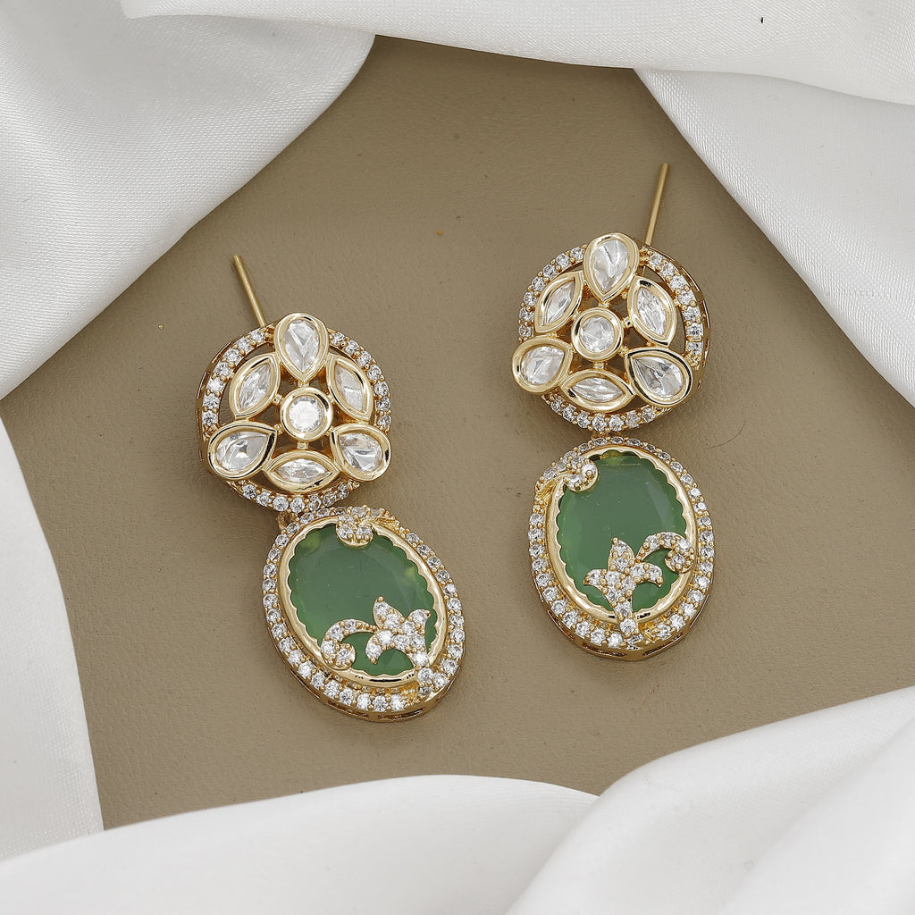 Kundan Polki &  Stone Drop Earrings(Medium)