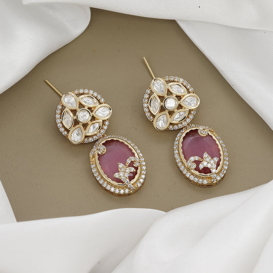 Kundan Polki &  Stone Drop Earrings(Medium)