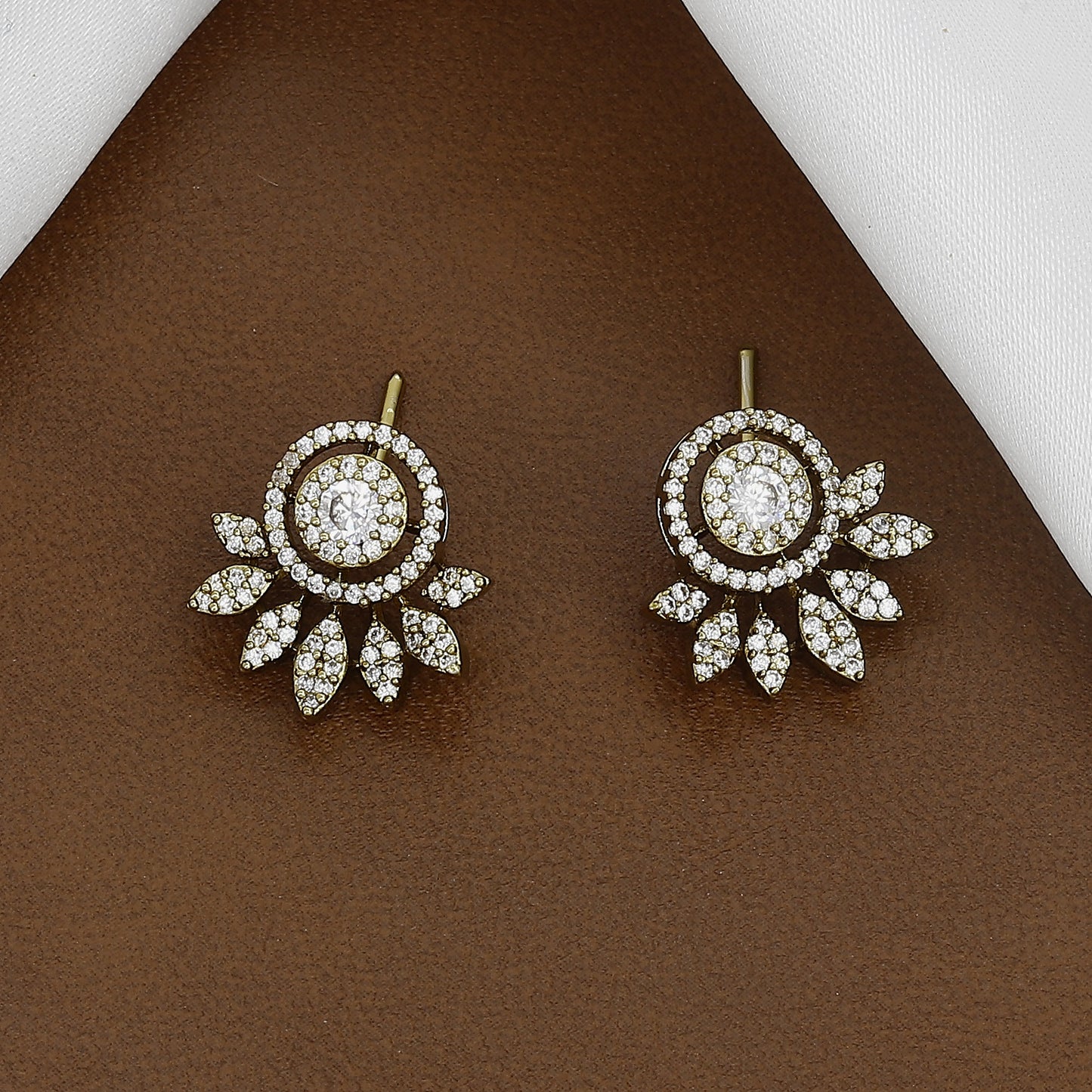 Pave Crystal Floral Drop Earrings