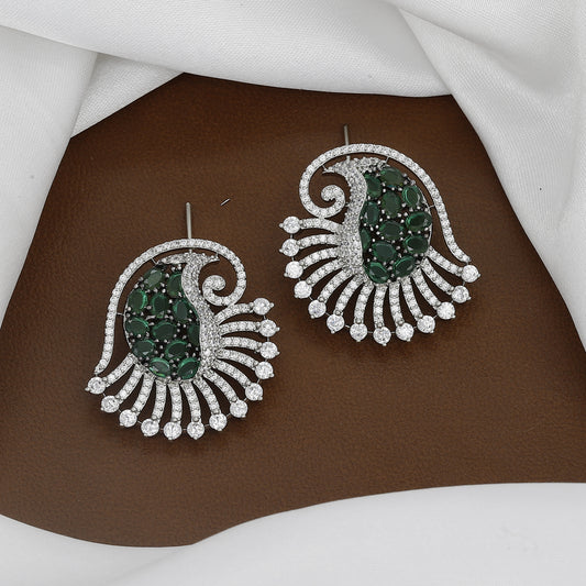 Elegant Amethyst-Colored & Crystal Pave Cocktail Earrings