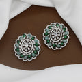 Emerald and Mint Floral Cluster Stud Earrings With Colors