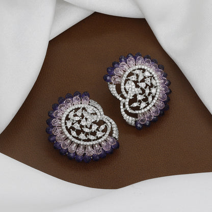 Intricate Emerald and Swirl Statement Stud Earrings with Colors