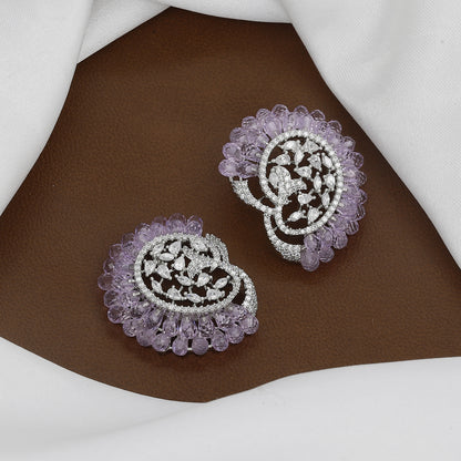 Intricate Emerald and Swirl Statement Stud Earrings with Colors