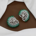 Intricate Emerald and Swirl Statement Stud Earrings with Colors